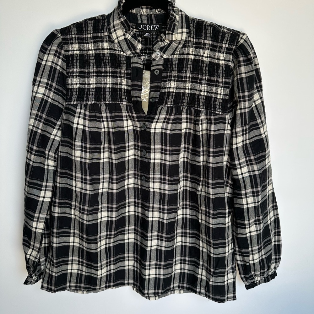 J.Crew Monochrome Plaid Button-Up Shirt size XXS